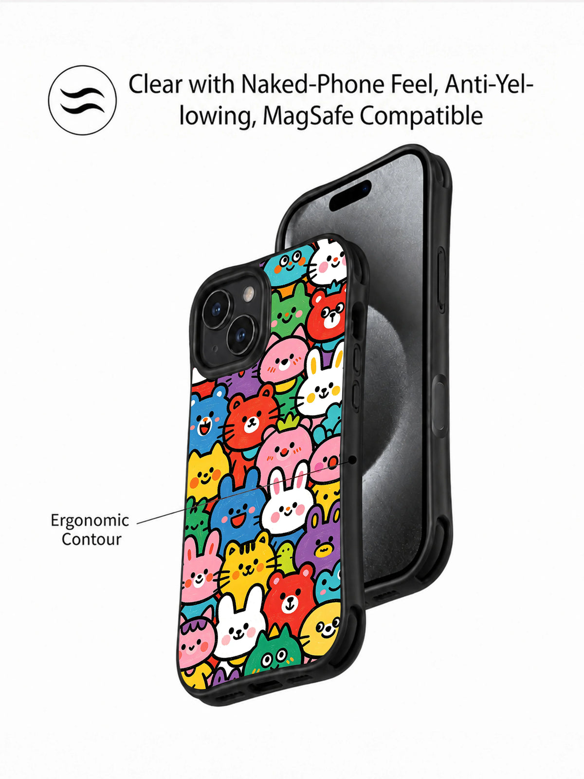 Colorful Animal Friends iPhone 15 case artwork view 5
