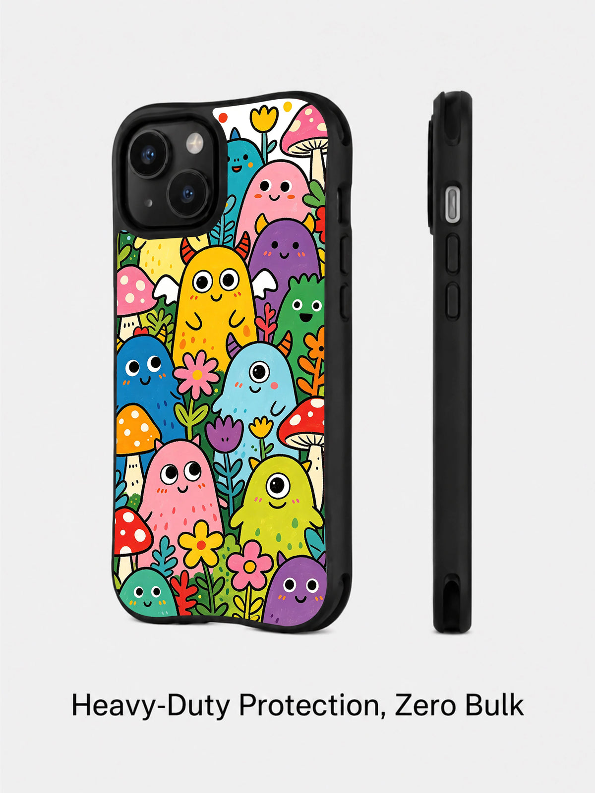 Happy Monster Garden iPhone 15 case artwork view 2