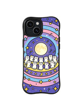 Moonlit Cat Chorus celestial cat pattern for iPhone 15 case
