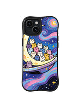 Crescent Cat Voyage celestial cat pattern for iPhone 15 case