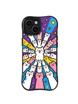 Radiant Meow Choir celestial cat pattern for iPhone 15 case