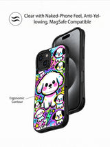 Neon Puppy Party iPhone 15 case artwork view 5