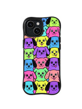 Neon Puppy Faces dog pattern for iPhone 15 case