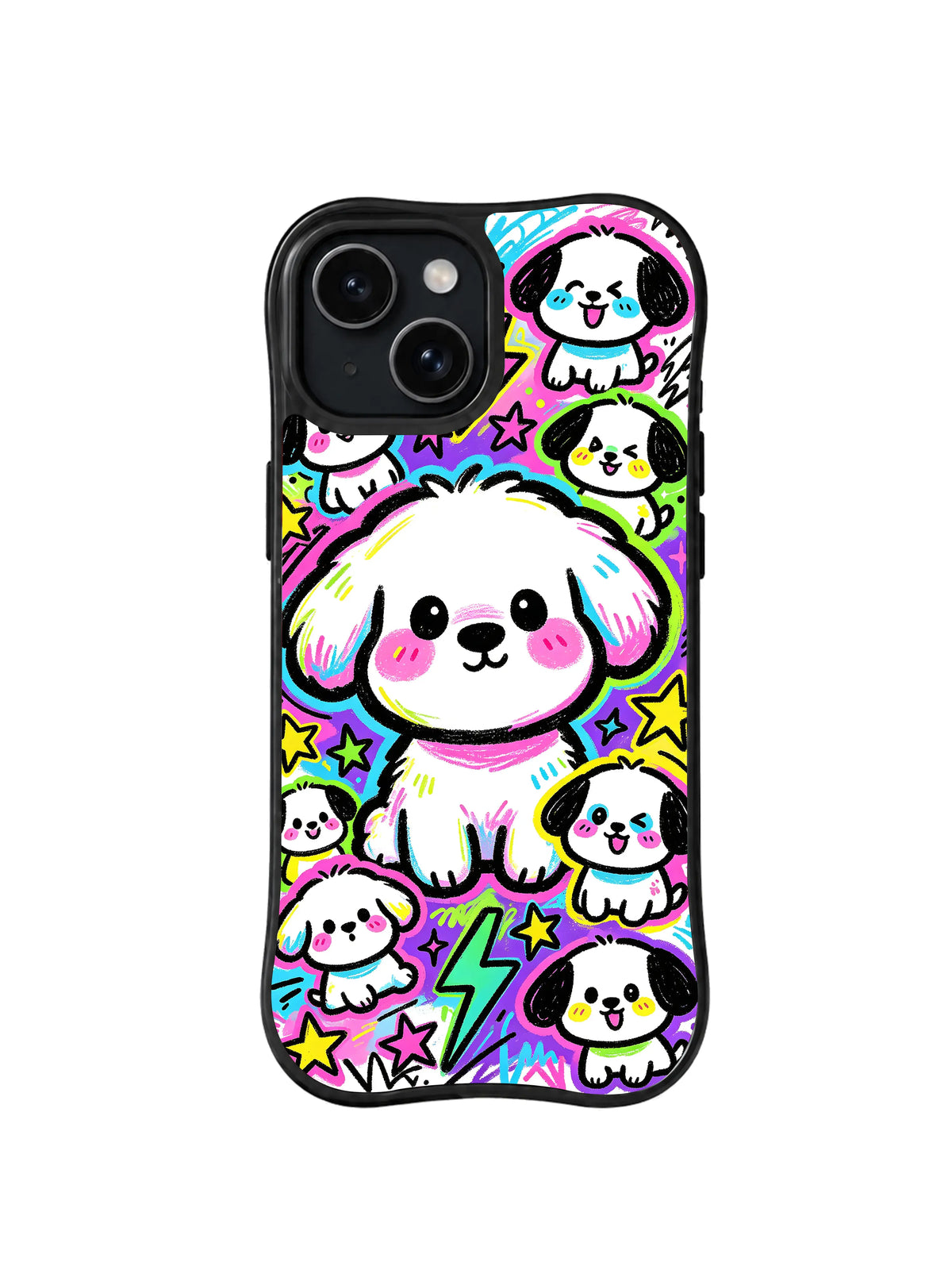 Electric Fluffy Star dog pattern for iPhone 15 case