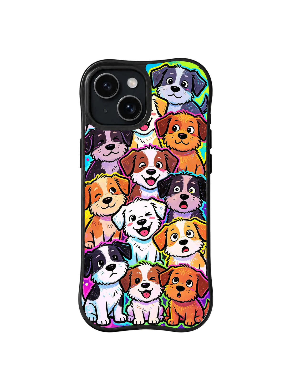 Rainbow Dog Crowd dog pattern for iPhone 15 case