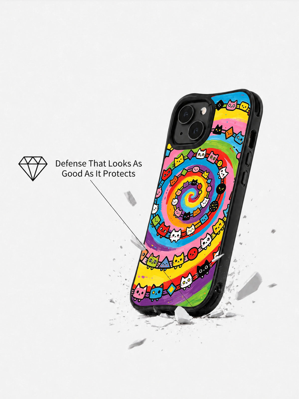 Rainbow Cat Universe iPhone 15 case artwork view 3