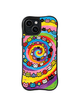 Rainbow Cat Spiral colorful cat pattern for iPhone 15 case