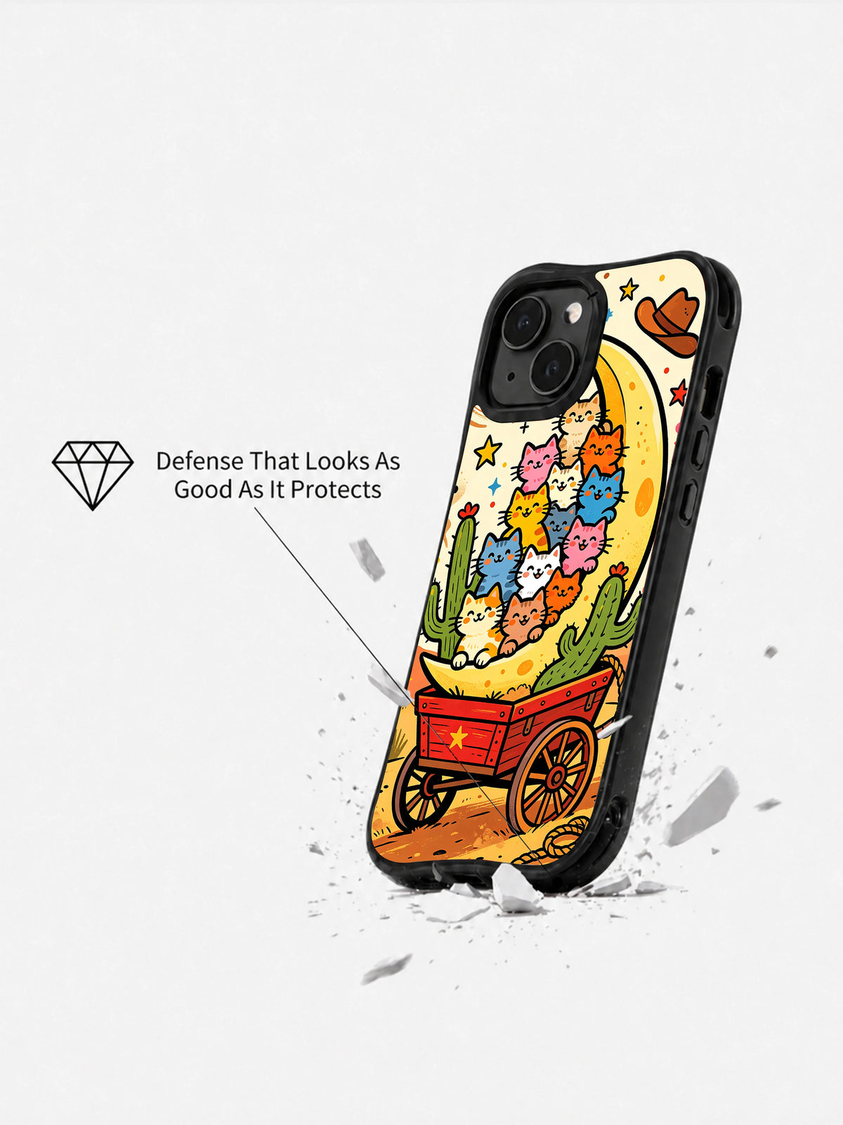 Wild West Meow Town iPhone 15 case artwork view 3
