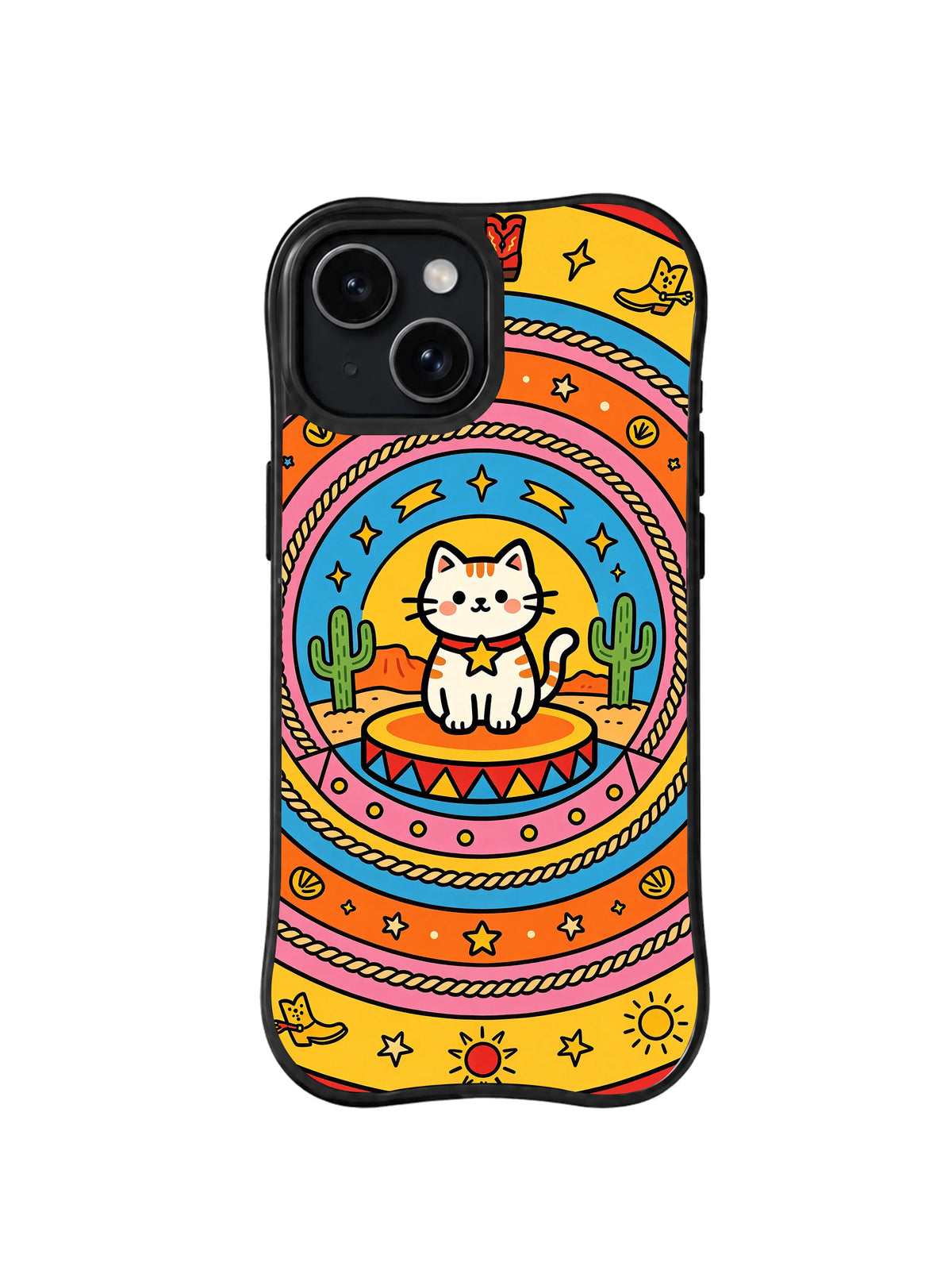 Moon Wagon Cats western cat pattern for iPhone 15 case