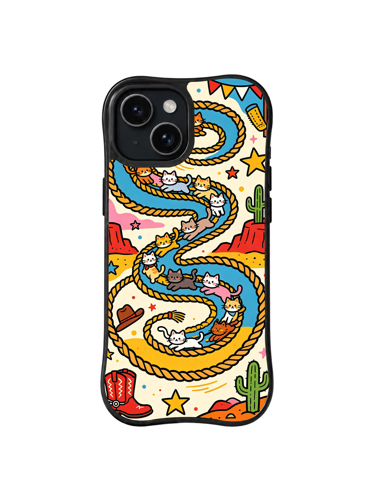 Sheriff Cat Stage western cat pattern for iPhone 15 case