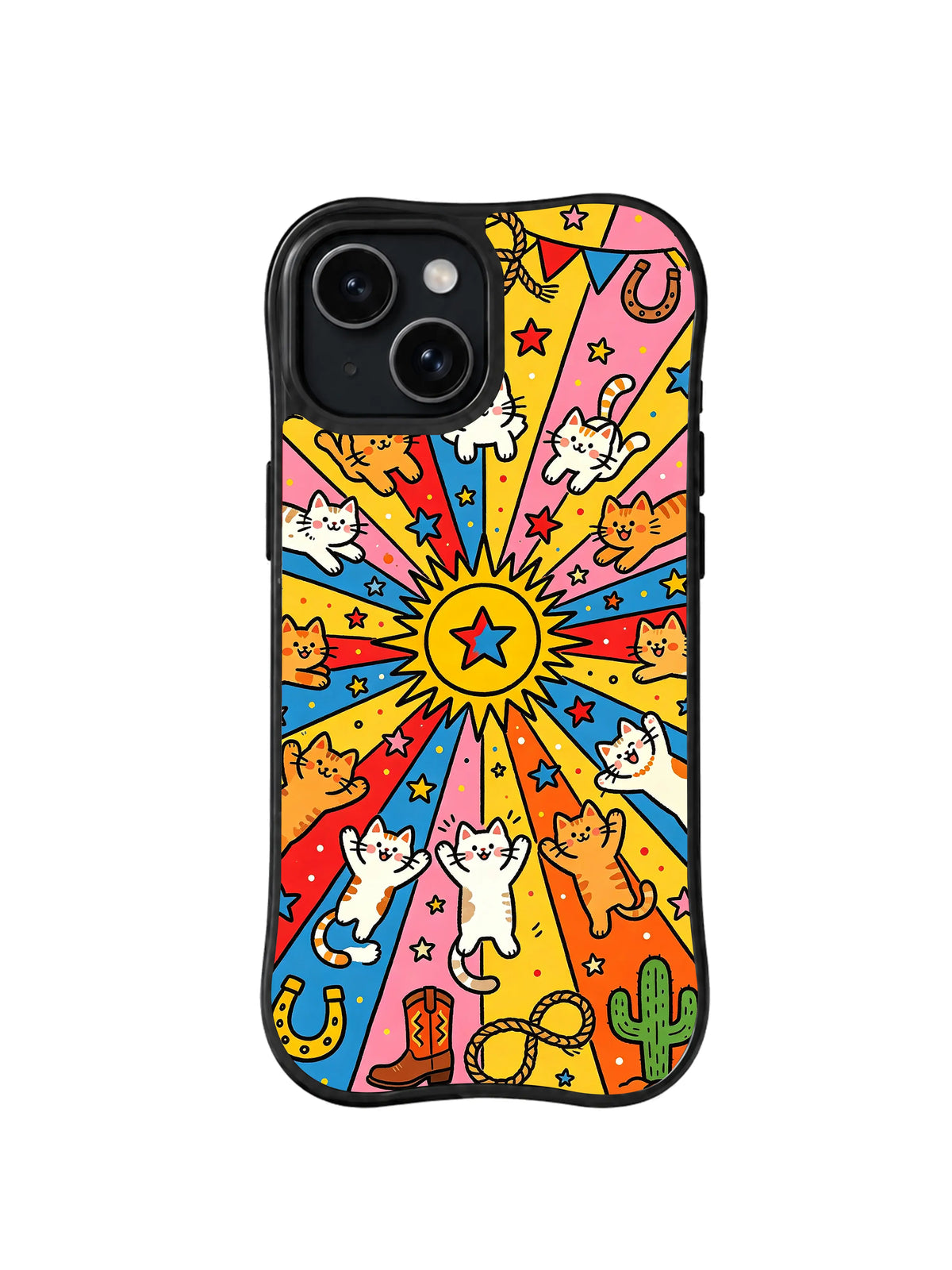 Sunburst Rodeo Cats western cat pattern for iPhone 15 case