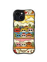Desert Cat Lineup western cat pattern for iPhone 15 case