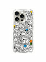 Minimal black outline with subtle pop color doodle iPhone 16 pro Case, high-quality US printed phone casing by PhoneCasing, minimalist art phone cover for female designers.