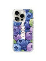 Blueberry Mouse Rain Tower: A vertical stack of white mice rises between large blue and violet berries.