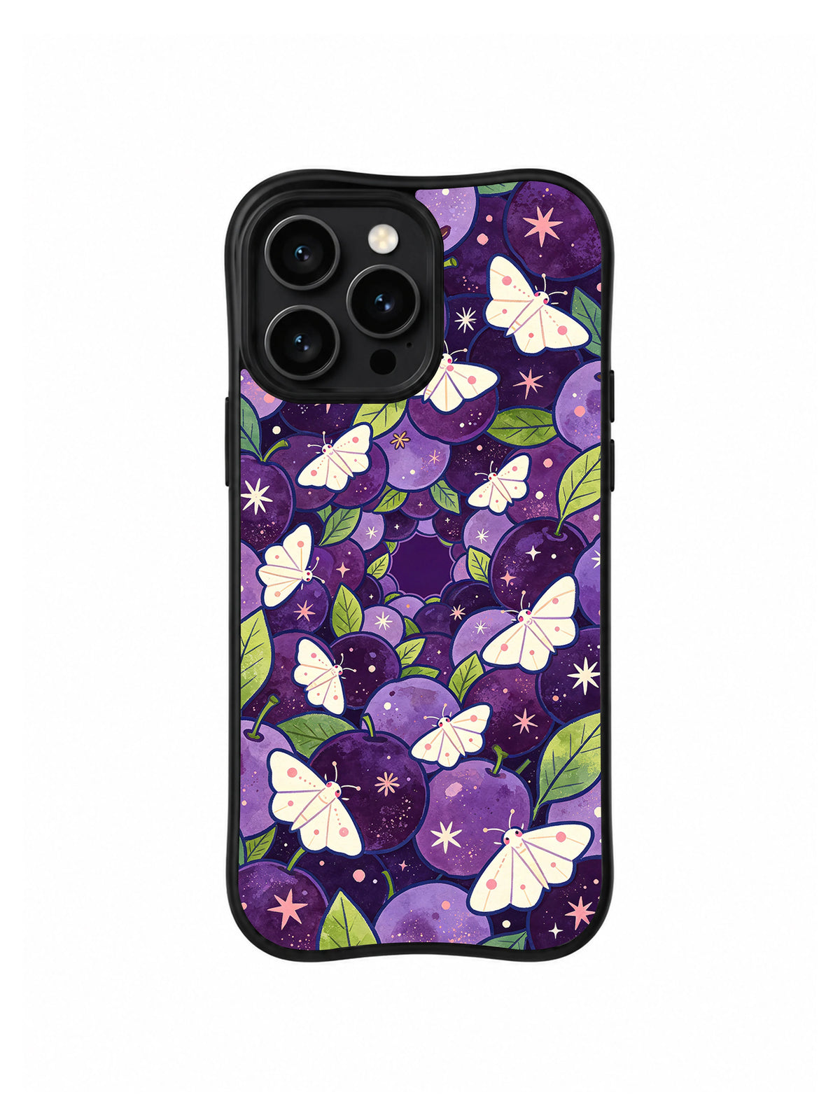 Product or handheld view of the Plum Star Moth Dreamers case