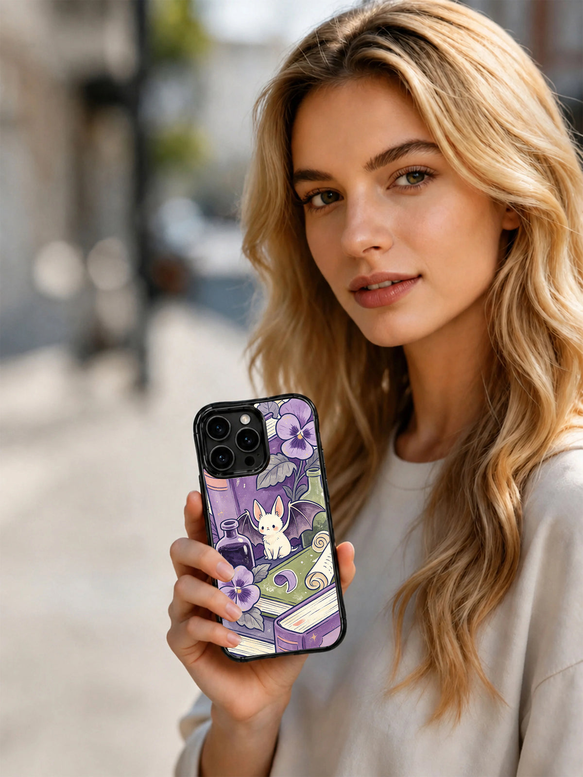 Product or handheld view of the Violet Library Batlings case