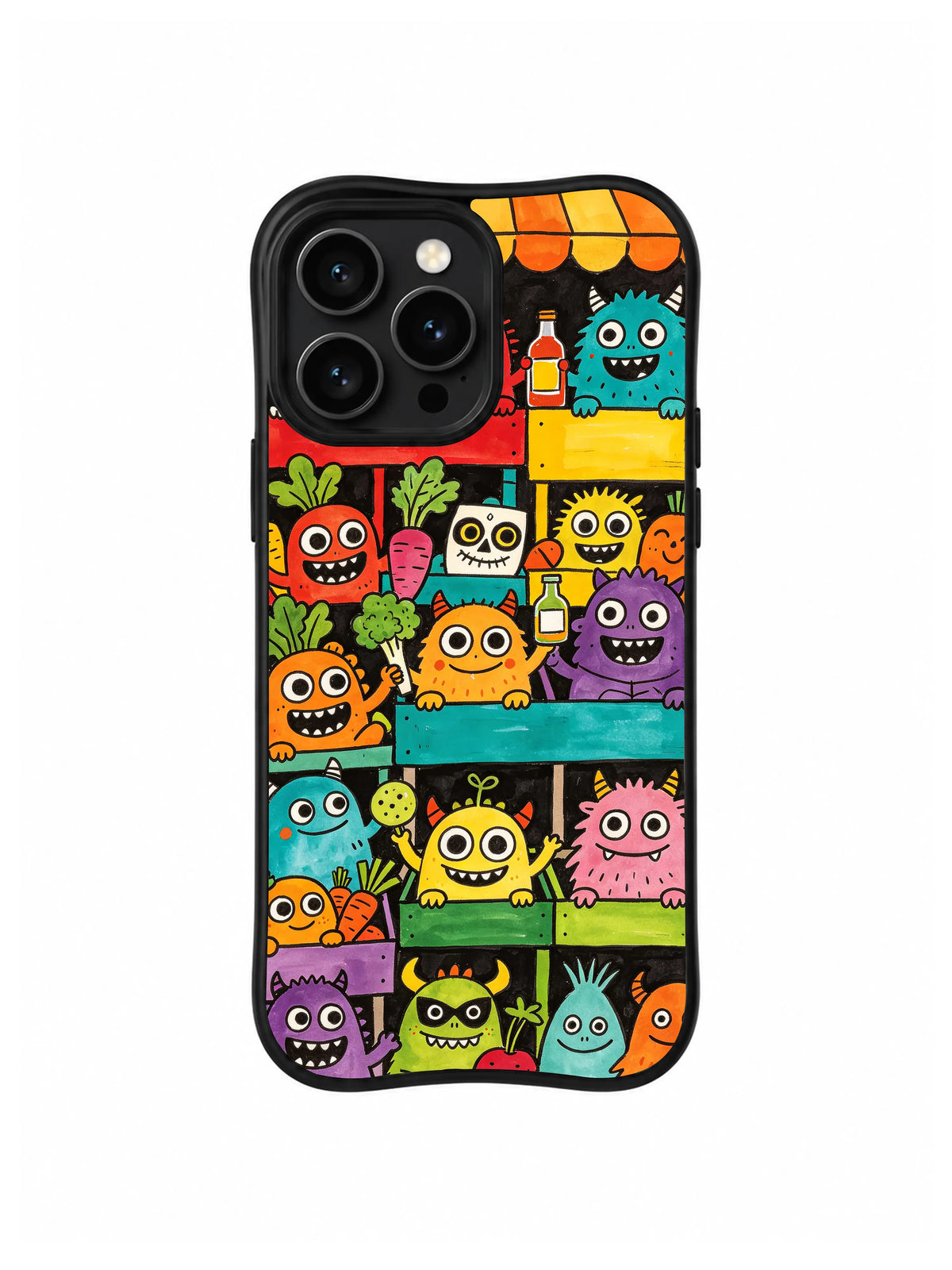 Mischief Market Creatures iPhone 13 Pro case in Color-Block Creature Stalls pattern