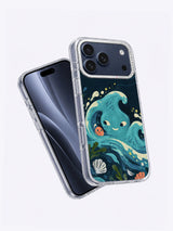 Angled product view of The Tide with Mismatched Eyes iPhone 17 Pro Max case