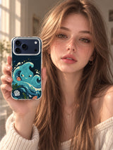 Lifestyle view of The Tide with Mismatched Eyes iPhone 17 Pro Max case