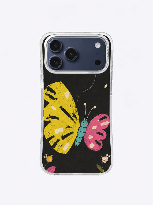 Offbeat Yellow Wing artwork swatch for The Butterfly That Missed the Beat iPhone 17 Pro Max Case