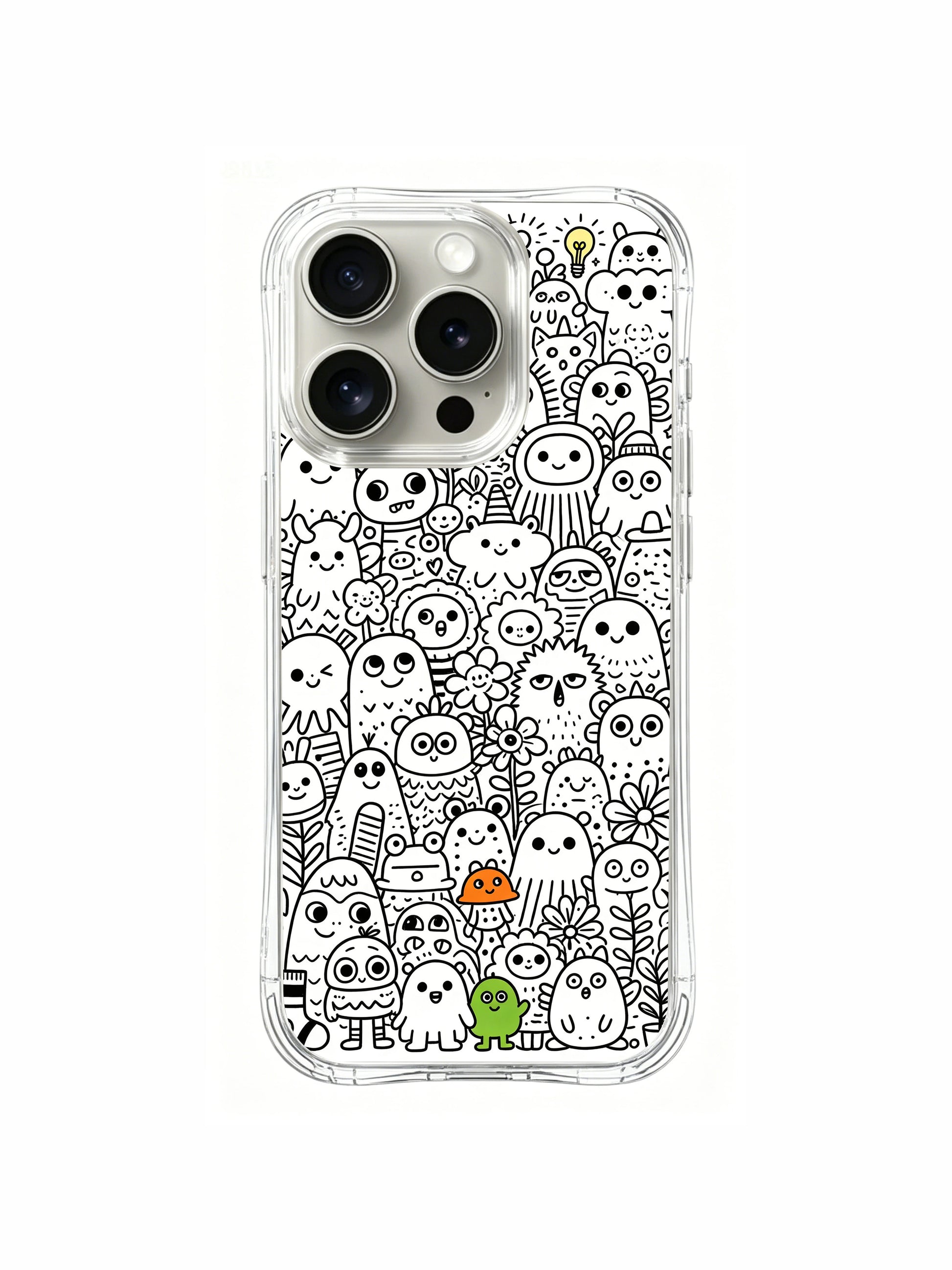 Mixed everyday items turned into cute creature collage iPhone 16 pro Case, original licensed phone casing from PhoneCasing US facility, fashionable art phone cover for everyday styling.