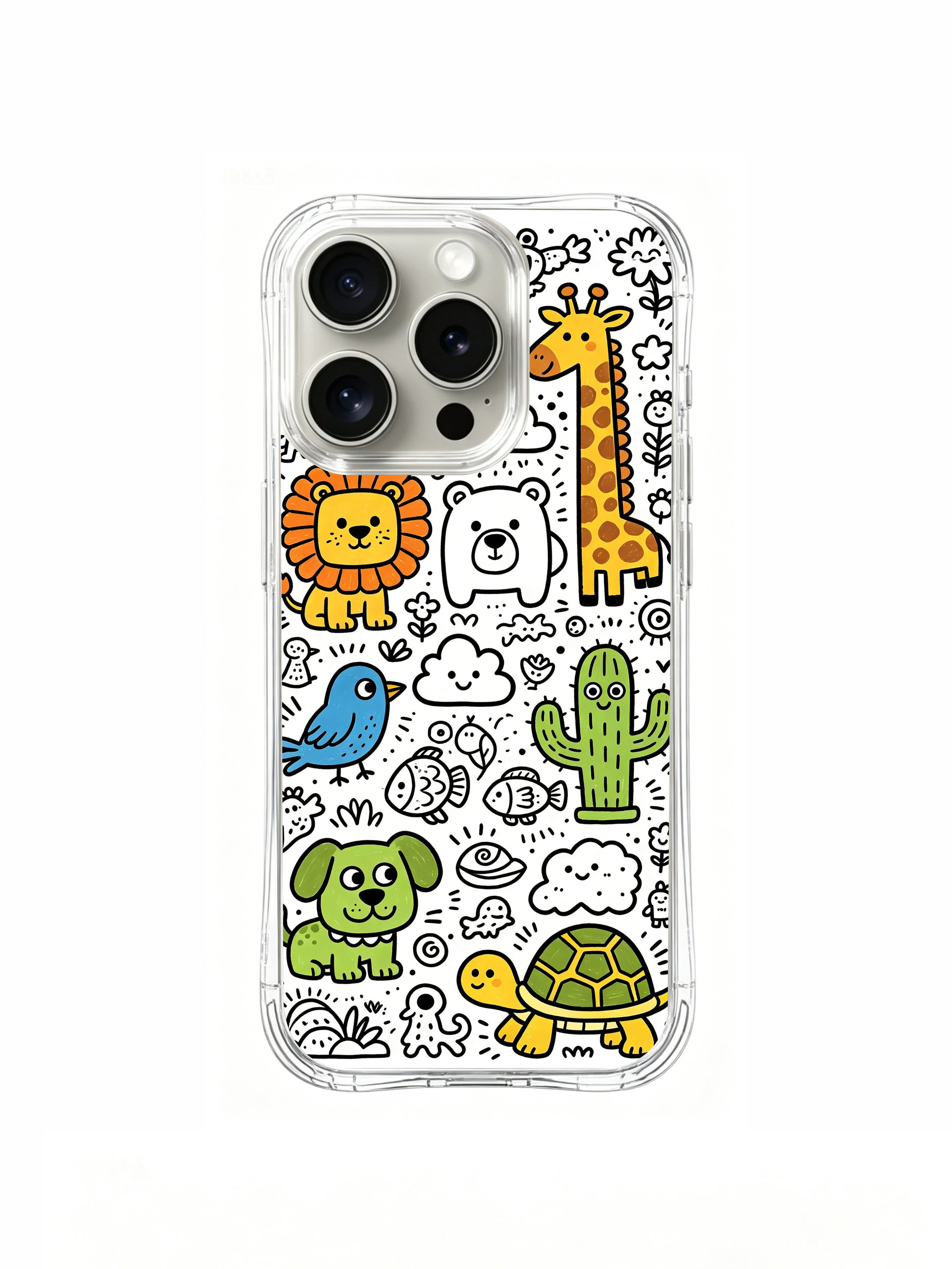 Cute whimsical monster zoo doodle iPhone 15 pro Case from PhoneCasing, original Nico Scribble hand-drawn artwork printed on scratch-resistant premium phone casing, trendy playful cartoon phone cover for US young shoppers.