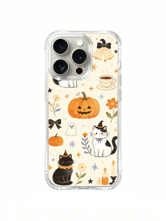 Moon Cat Halloween Café telefon kılıfının arka desen görünümü.