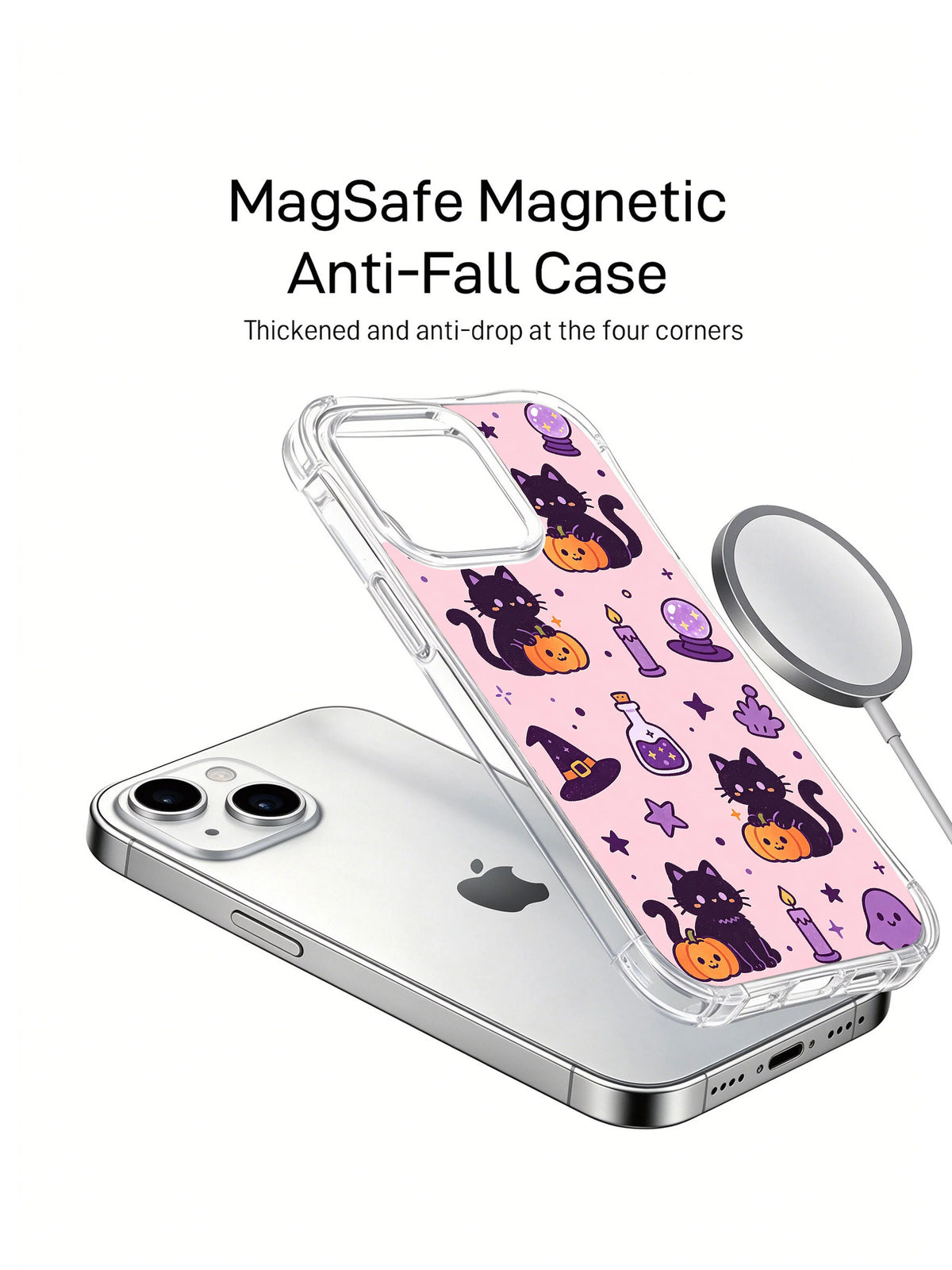 Cute black cat pumpkin phone case artwork by Violet Moonwick