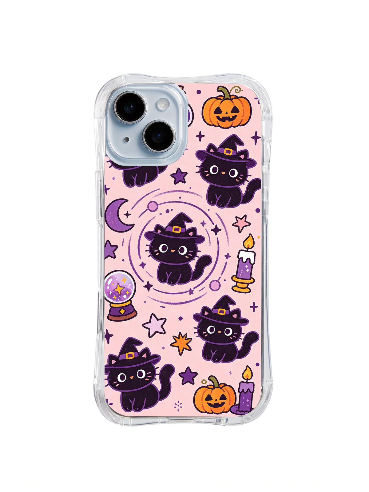 Witch Hat Black Cat Orbit pattern on iPhone 14 Plus case