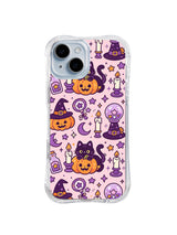 Pumpkin Cat Crystal Night pattern on iPhone 14 Plus case