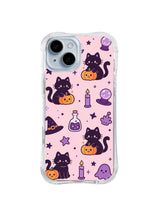 Black Cat Pumpkin Potion pattern on iPhone 14 Plus case