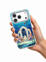 The Moon Cathedral Below the Bay iPhone case held in hand