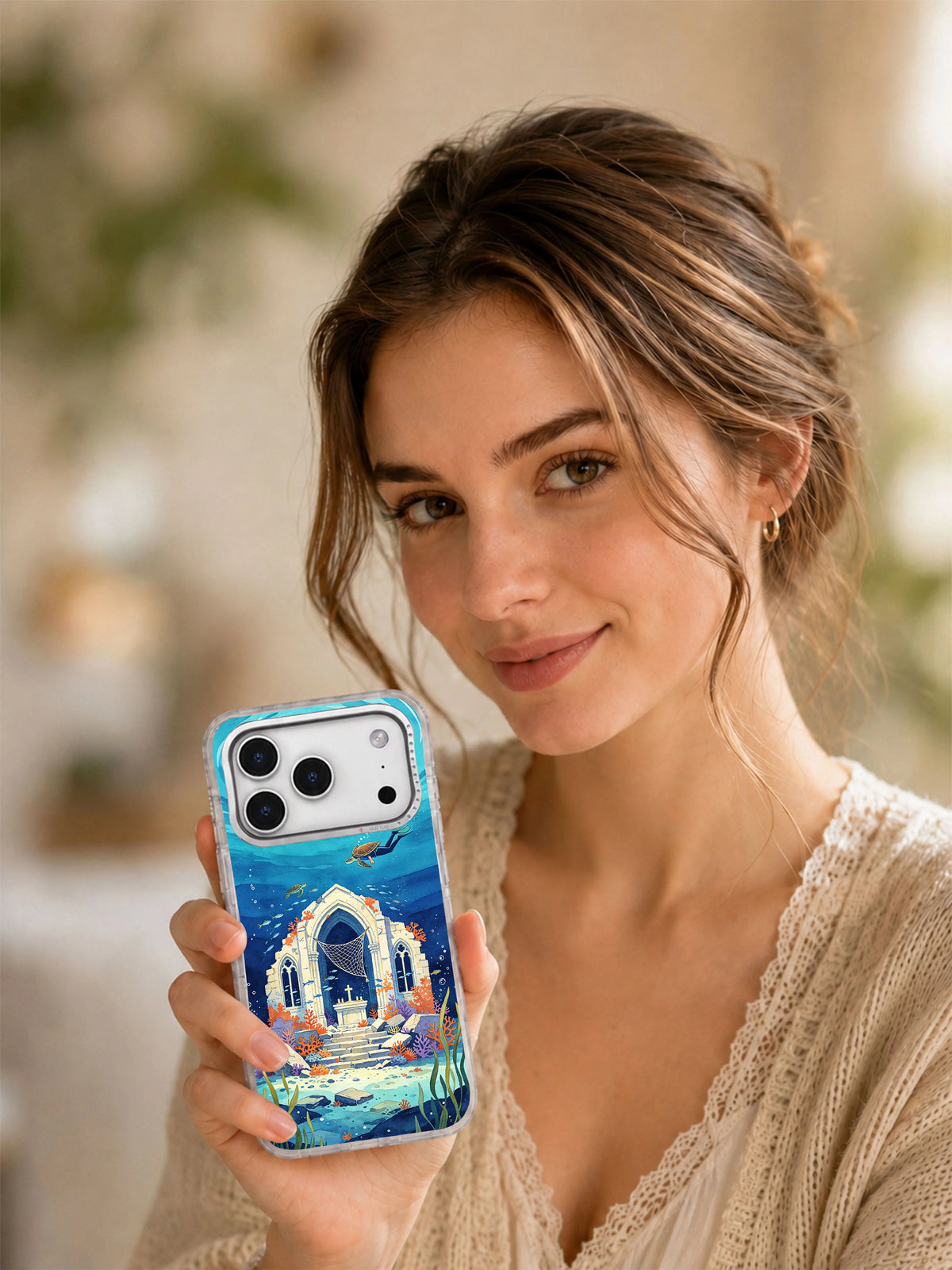 The Moon Cathedral Below the Bay iPhone case lifestyle image