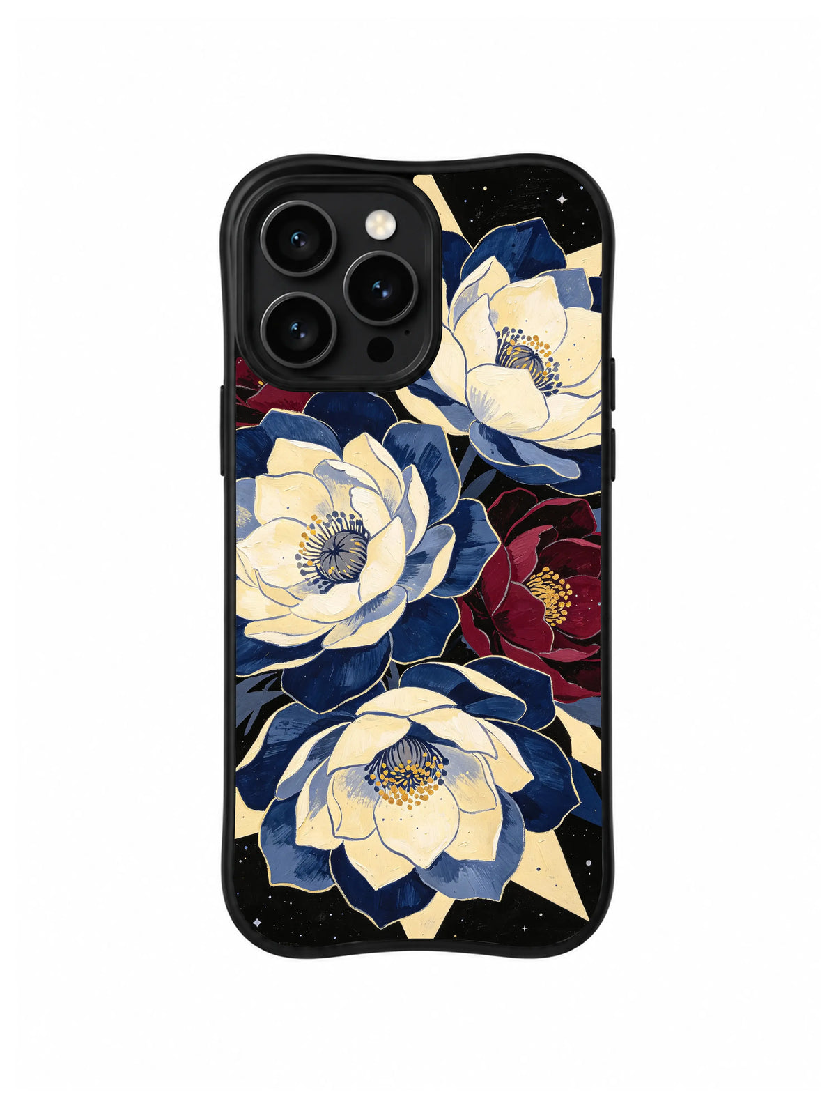 Celestial Lotus Bouquet pattern on iPhone 15 Pro case