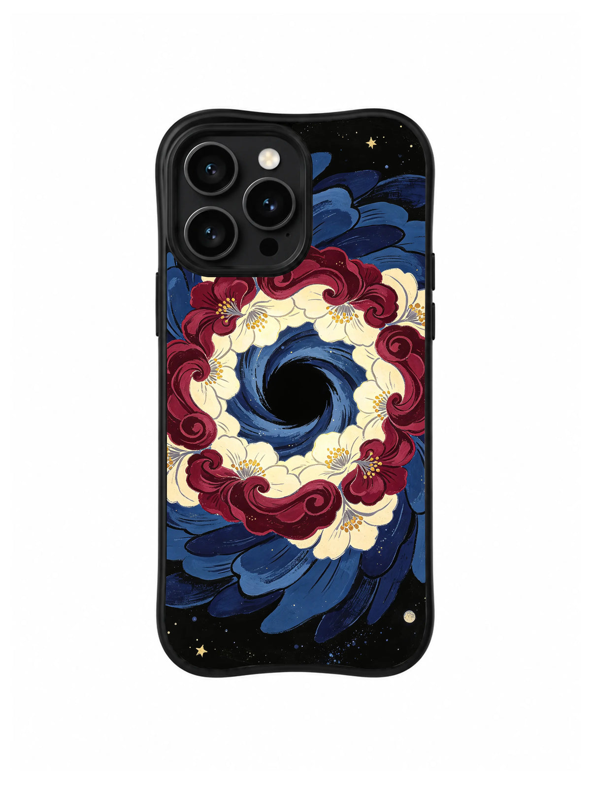 Lunar Rose Echo pattern on iPhone 15 Pro case