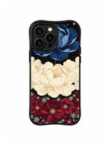 Moonlit Peony Chorus pattern on iPhone 15 Pro case