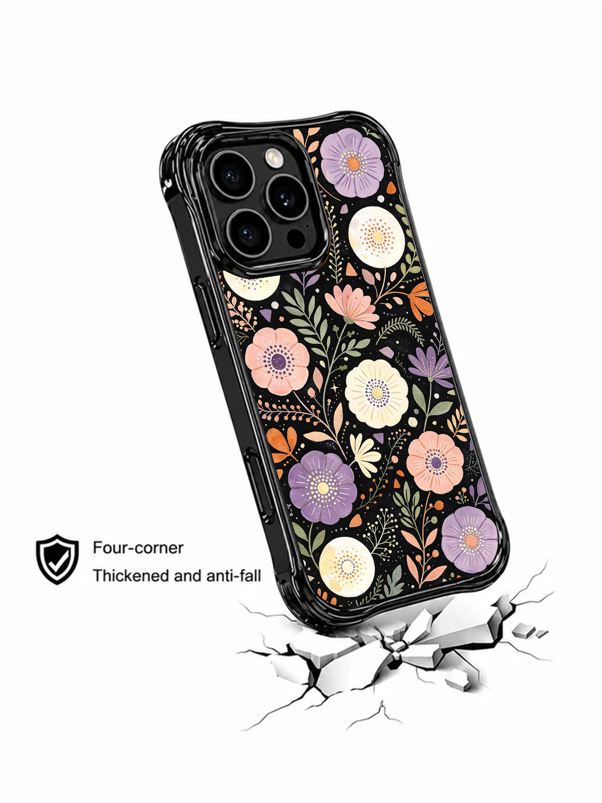 Moon Garden Fragments iPhone 15 Pro case angled view