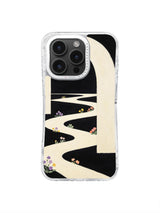 Moonlit winding corridor with small flowers pattern on black phone case