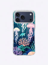Turtle Under Lanterns jellyfish and sea turtle iPhone case