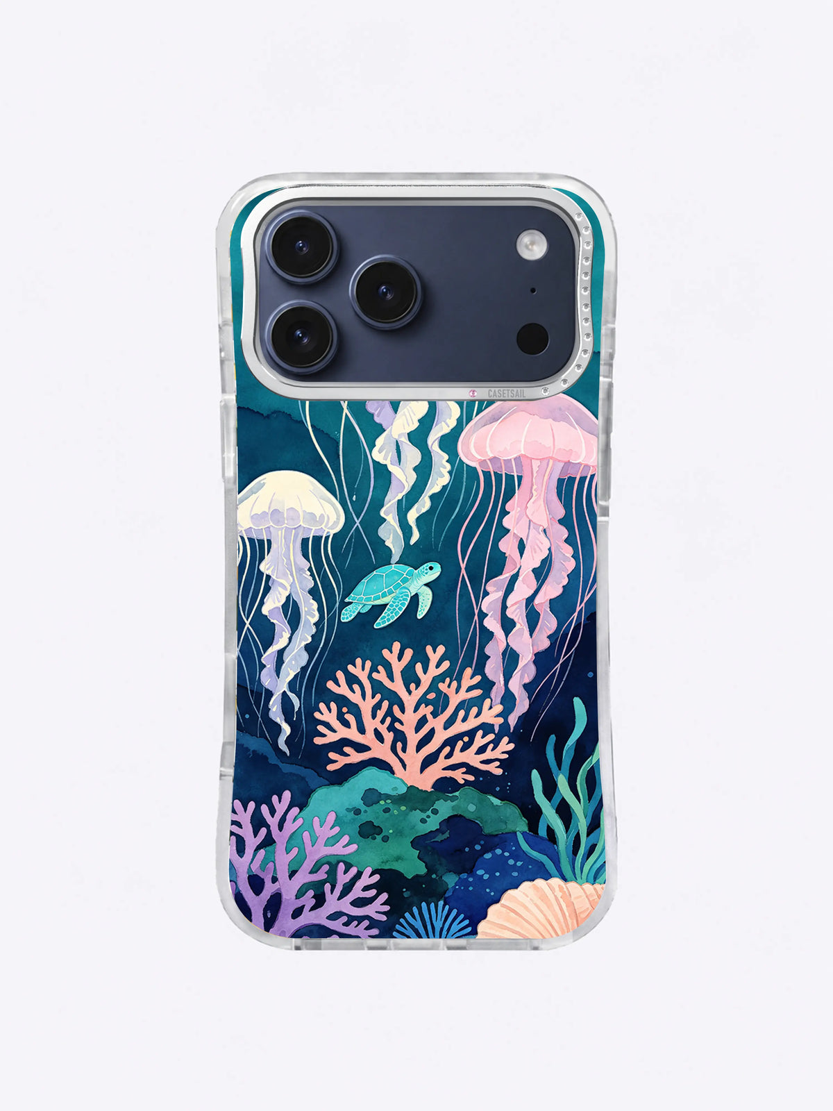Turtle Under Lanterns jellyfish and sea turtle iPhone case