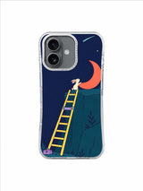 Patient Rabbit Climb artwork on an iPhone 17 case by Mila Vardon