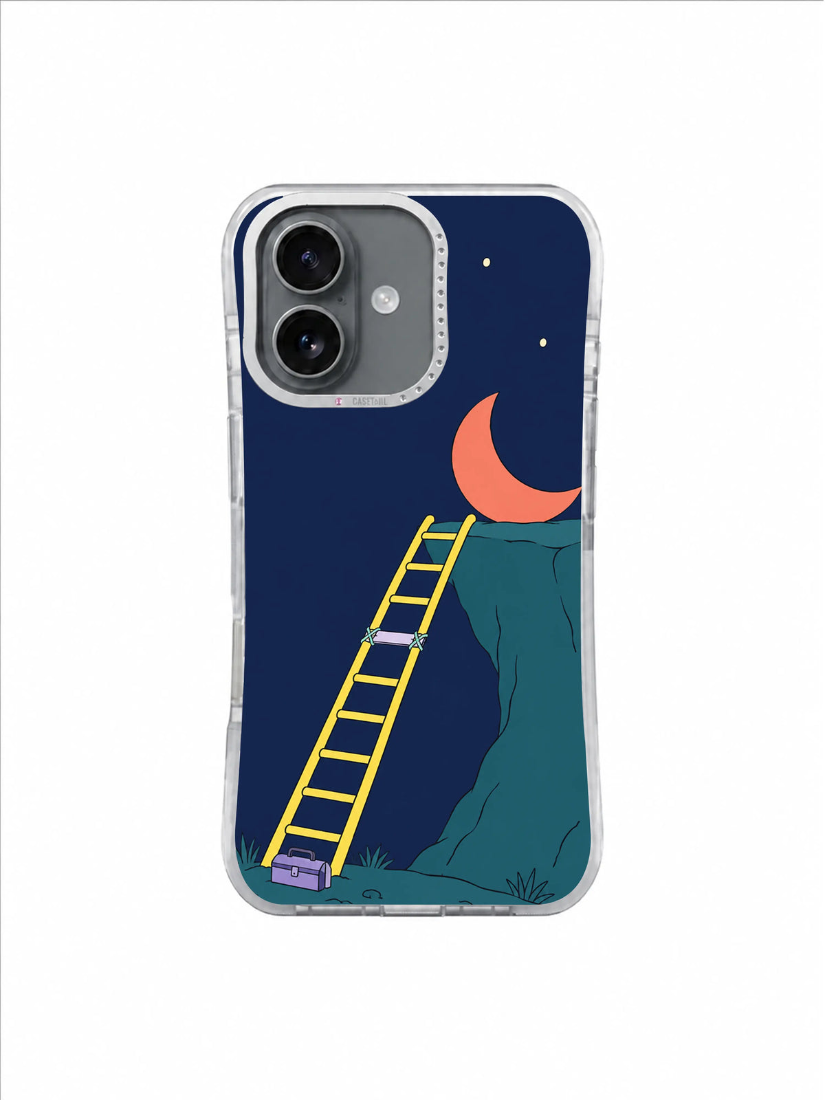 Reachable Coral Moon artwork on an iPhone 17 case by Mila Vardon