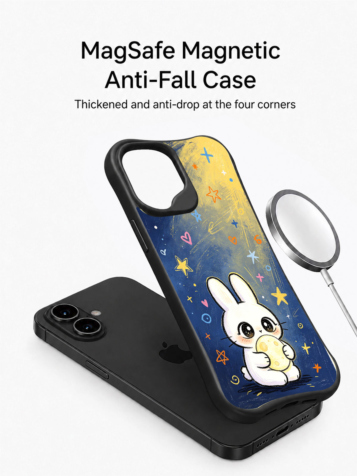 Moon Rabbit Dreams iPhone 16 Plus case detail view