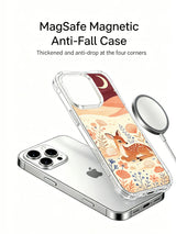 Moon Shell Fawn: Illustrated case shown separately above a phone, beside a circular charging puck.