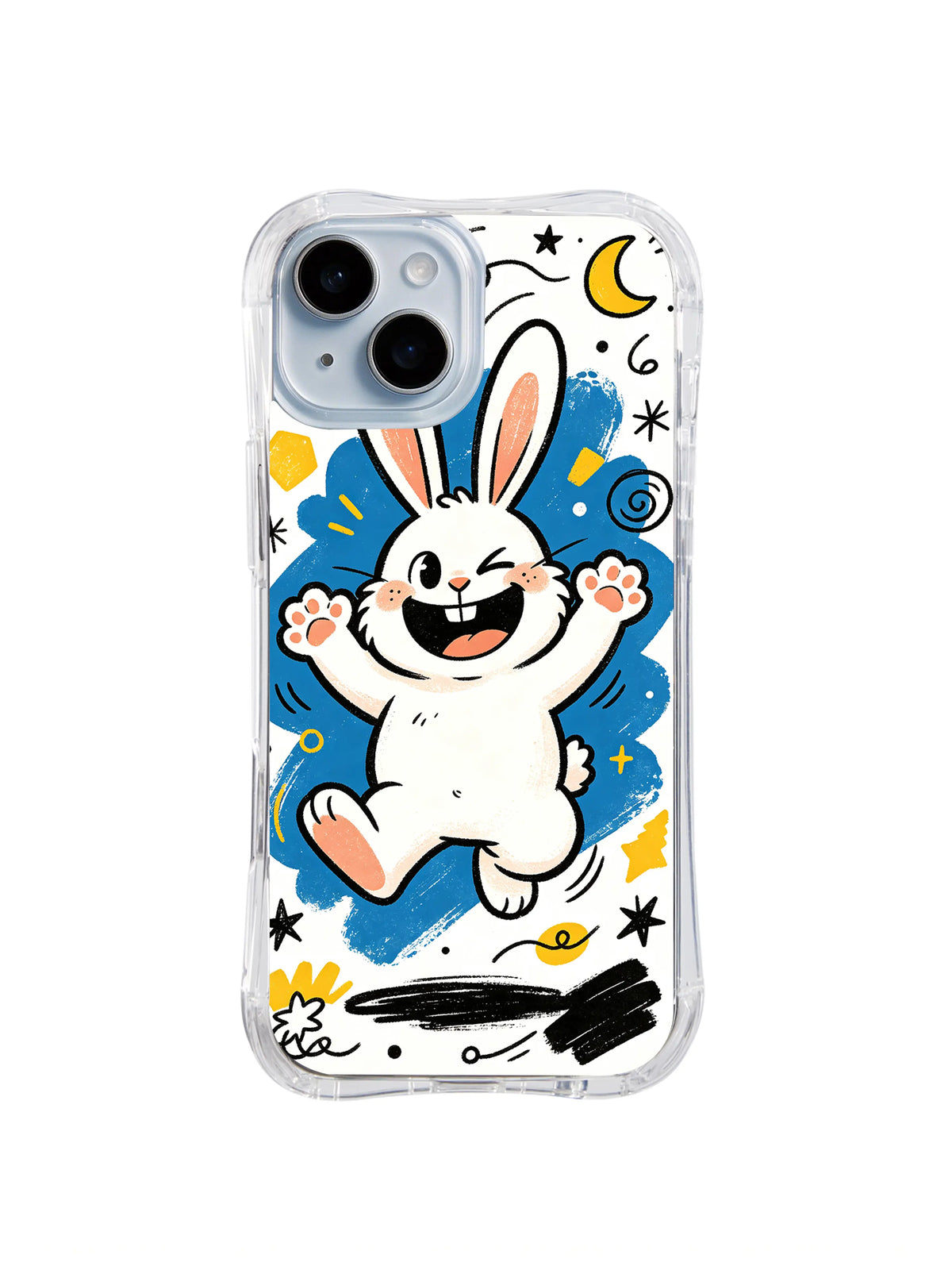 Moonlit Bunny Jump – Moon Wink Bunny iPhone 13 case by Kito Bramble