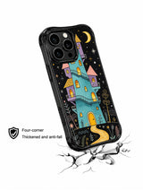 Moonkeeper’s Crooked Tower: Angled case above a cracked-surface graphic.