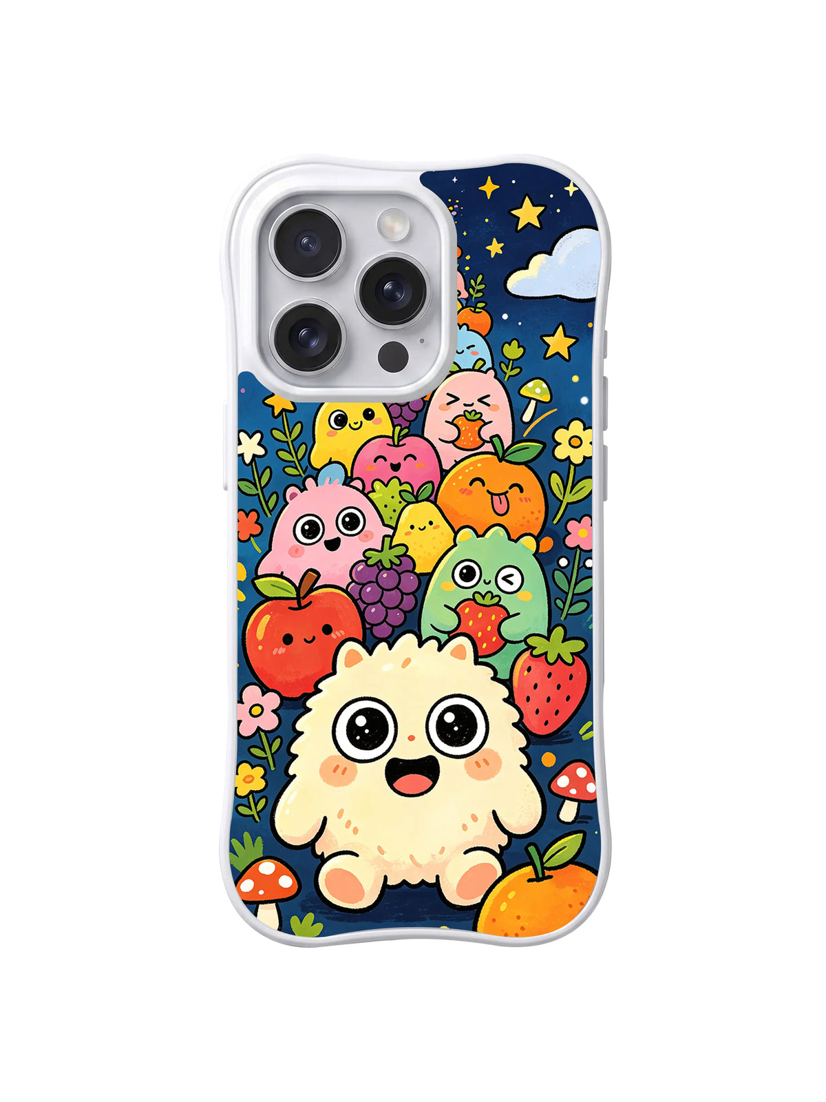 Moonlight Monster Picnic iPhone 13 Pro case in Starlight Strawberry Guardian pattern