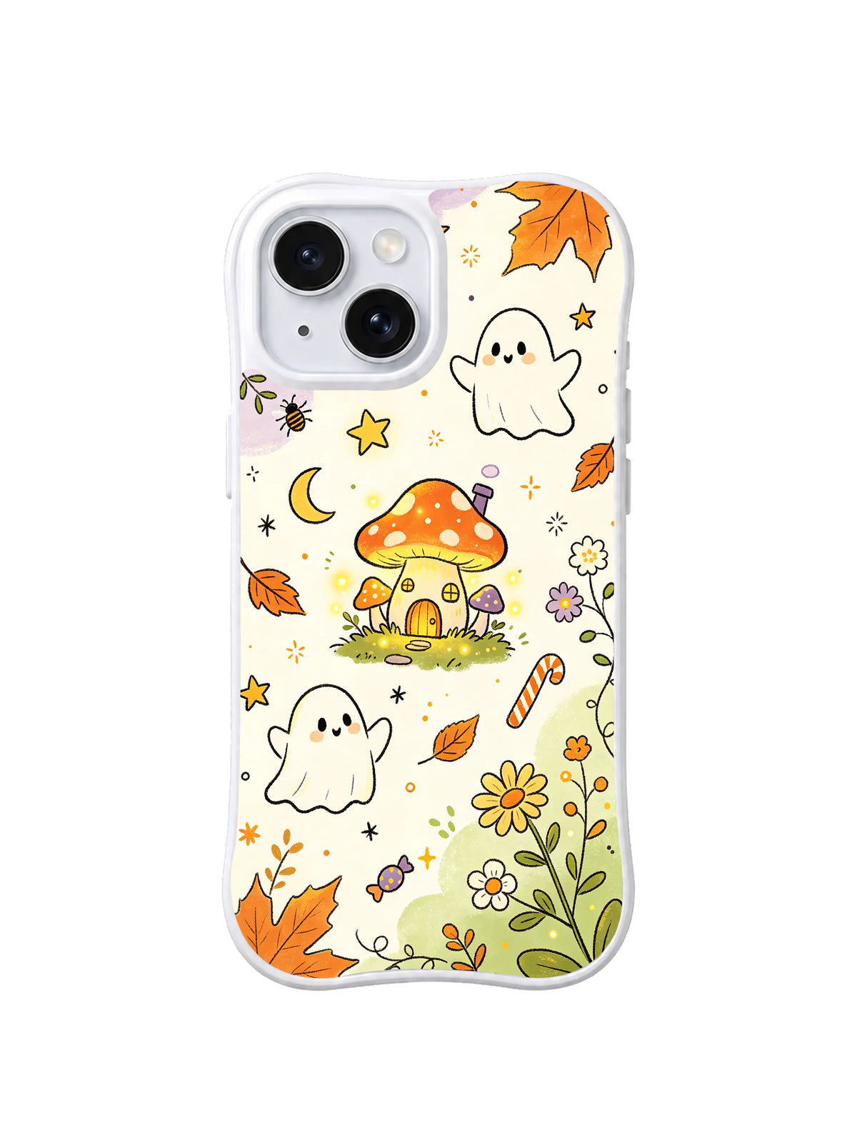 Moonlit Mushroom Cottage pattern iPhone 14 case