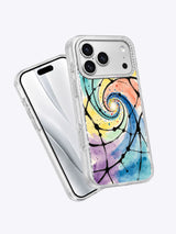 Moonlit Orbit celestial phone case displayed beside iPhone 17 Pro Max