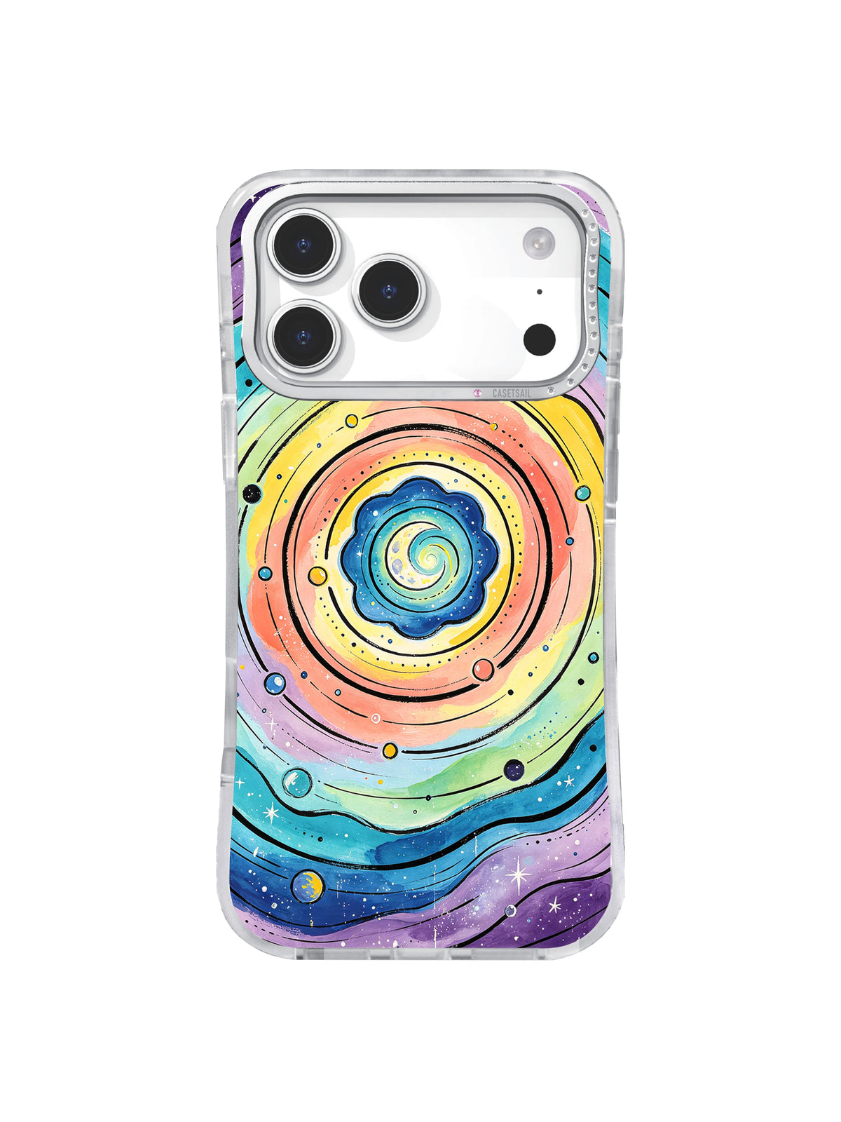 Planetary Halo Orbit pastel moon and planet iPhone 17 Pro Max case